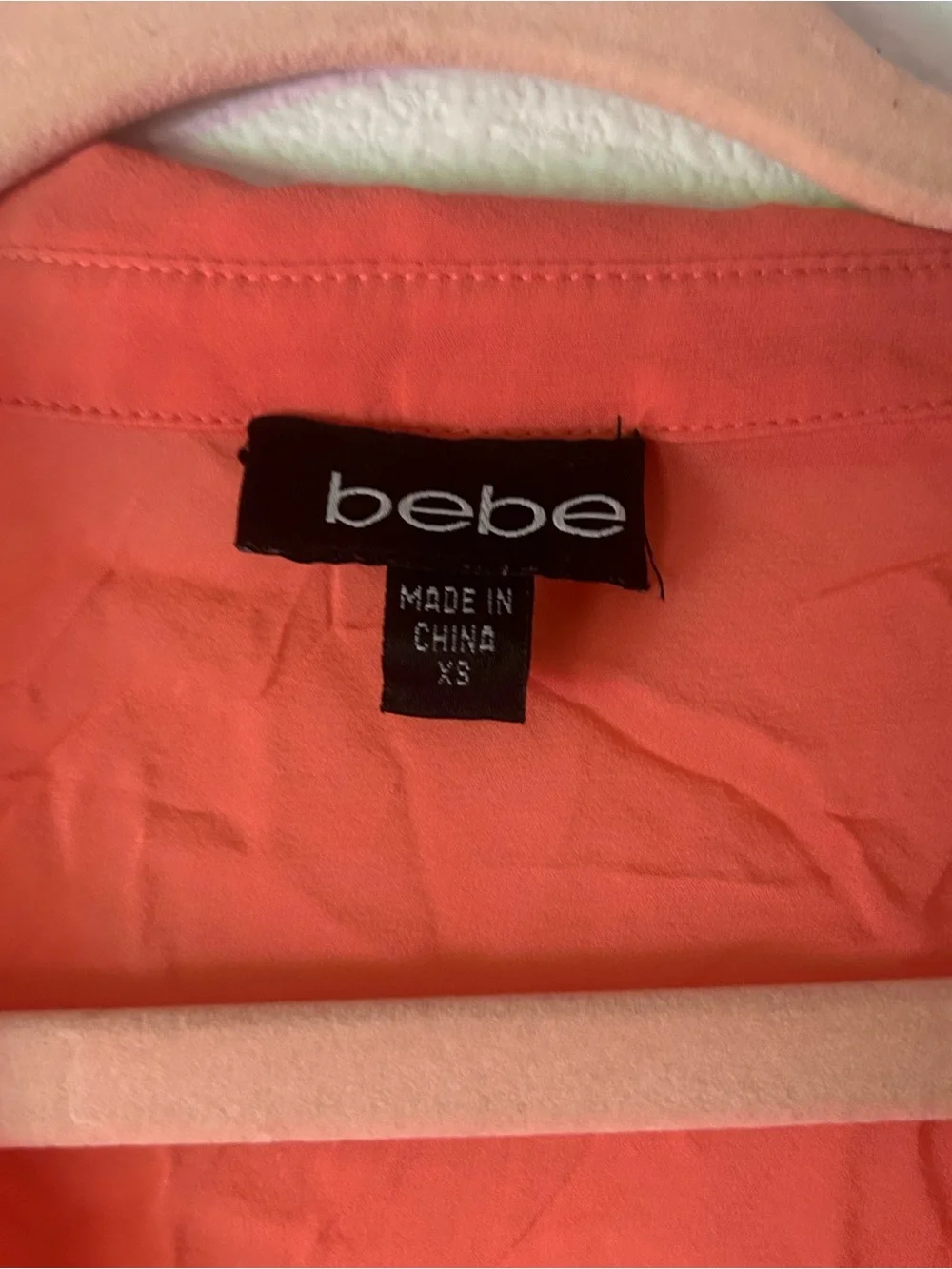 Bebe Silk-Blend Ruched Button-Front Tunic Top Coral